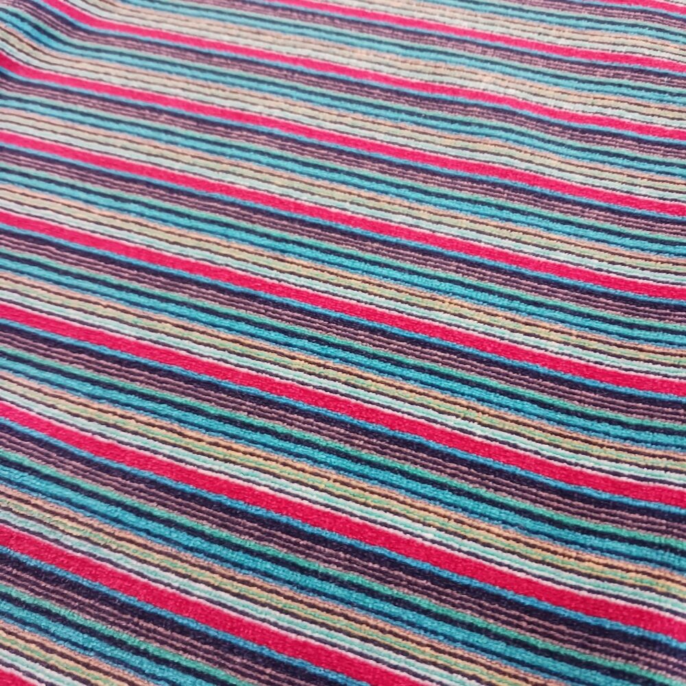 Vintage 90s BTB Striped Velour Shirt | Mens L-XL | Juicy Era Soft Crewneck Tee - Picture 5 of 6